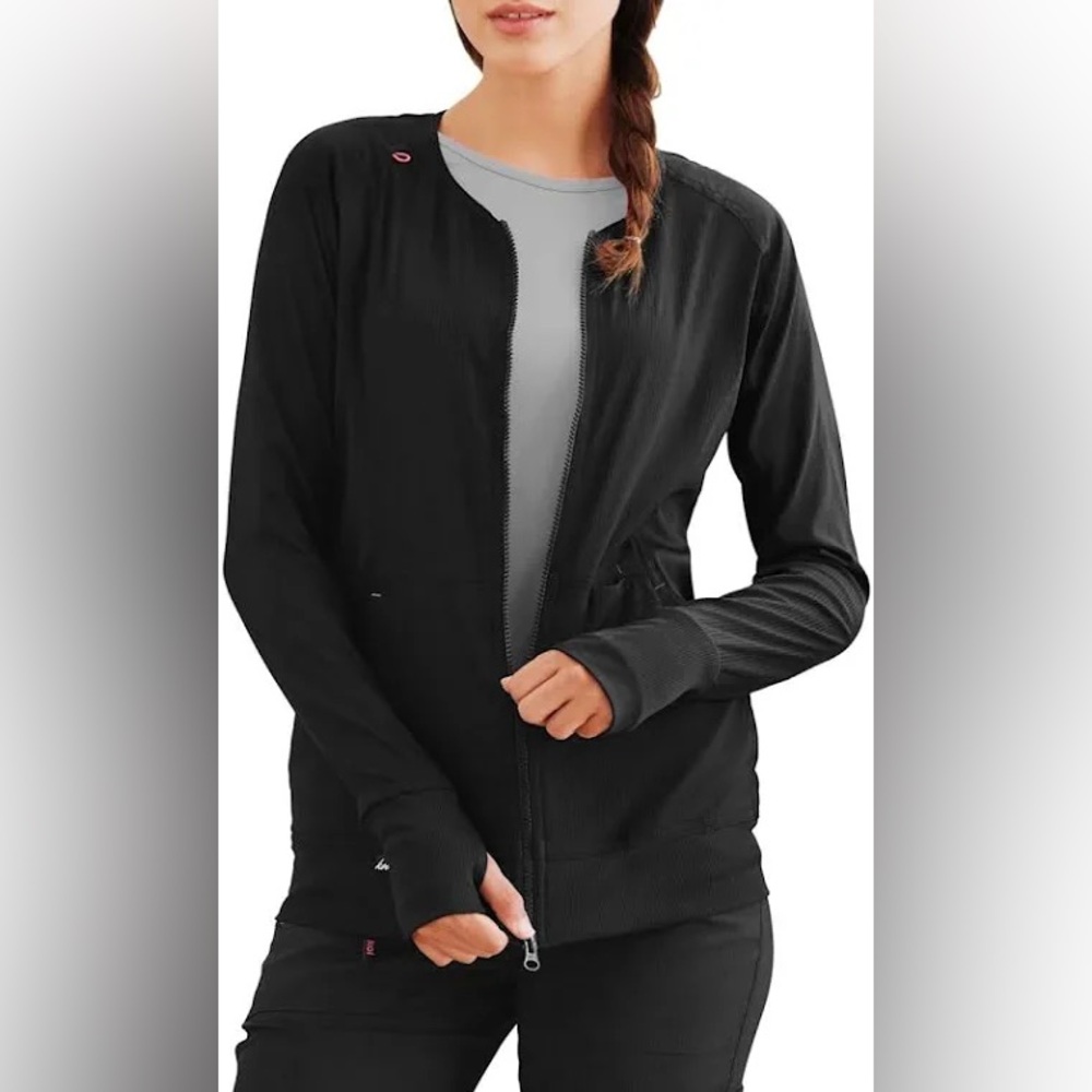koi Black Bomber Jacket with Pink Top - Picture 4 of 12